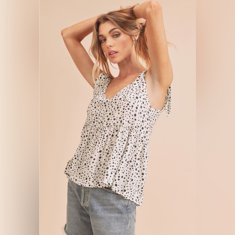 Aemi & Co Lynzie Tank Top White w/ Black Polka Dot - Picture 5 of 6